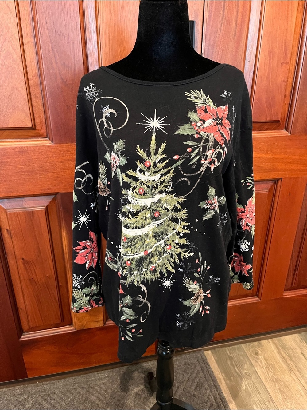 Jess & Jane Christmas Joy Top Shirt Womens Large XL Whimsical All Over Print y2K
